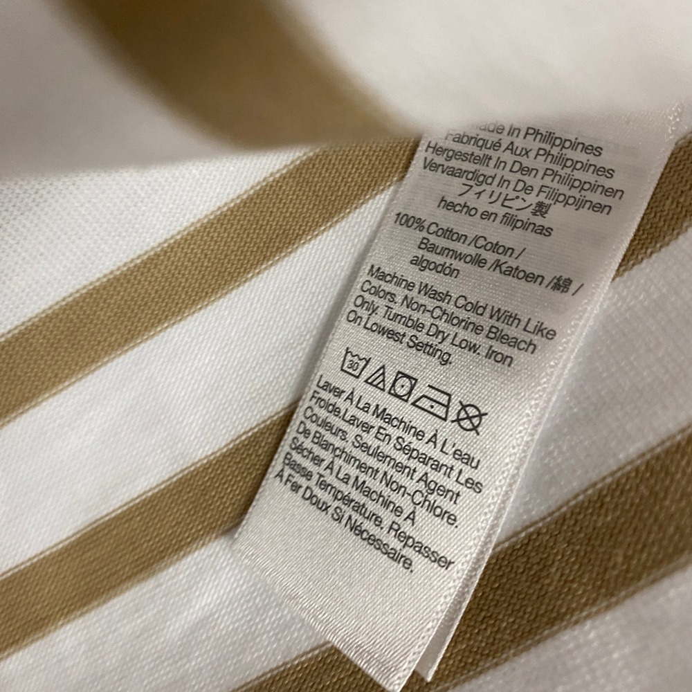 Madewell Tee Womens Medium Tan White Striped Heavyweight Cotton Jersey NZ396 - Picture 7 of 9